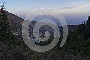 Beautiful nature and landscape photo of sunset in the Himalayas of Dharamsala India