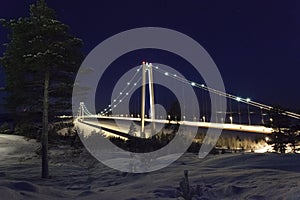 Beautiful nature and landscape photo of Sweden Scandinavia with the bridge Hoga Kusten