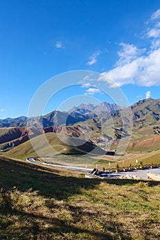Beautiful nature landscape veiw of The Qilian Mountain Scenic Area Mount Drow in Qinghai China