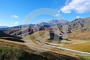 Beautiful nature landscape veiw of The Qilian Mountain Scenic Area Mount Drow in Qinghai China