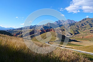 Beautiful nature landscape veiw of The Qilian Mountain Scenic Area Mount Drow in Qinghai China