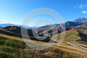 Beautiful nature landscape veiw of The Qilian Mountain Scenic Area Mount Drow in Qinghai China