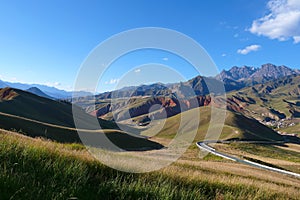 Beautiful nature landscape veiw of The Qilian Mountain Scenic Area Mount Drow in Qinghai China