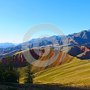 Beautiful nature landscape veiw of The Qilian Mountain Scenic Area Mount Drow in Qinghai China