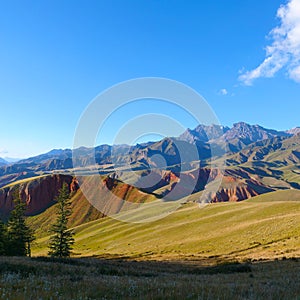 Beautiful nature landscape veiw of The Qilian Mountain Scenic Area Mount Drow in Qinghai China