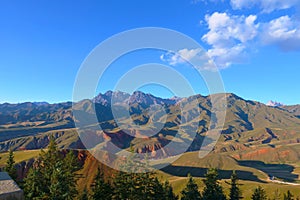 Beautiful nature landscape veiw of The Qilian Mountain Scenic Area Mount Drow in Qinghai China