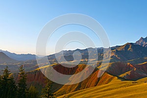 Beautiful nature landscape veiw of The Qilian Mountain Scenic Area Mount Drow in Qinghai China