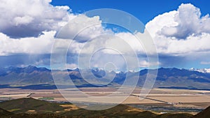 Beautiful nature landscape view of blue sky Qilian fields in Qinghai China