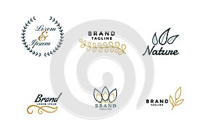 beautiful nature logos or wedding monograms collection