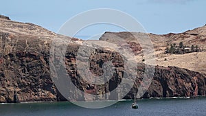 The beautiful nature of the Madeira Islands, Portugal. Cliffs and picturesque shores of the volcanic island