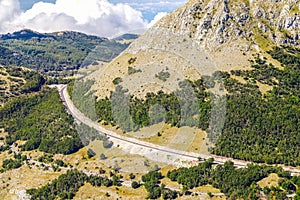 Beautiful nature in Montenegro. Autumn, mountains and roadway