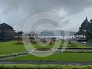 Beautiful nature photography Bali culture History in Bali temple Bedugul Indonesia park fog rain