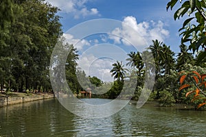 ,rural area located in Terengganu, Malaysia under bright sunny day and blue sky background photo