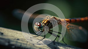 Beautiful nature scene dragonfly. Showing of eyes and wings detail. Generative AI