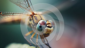 Beautiful nature scene dragonfly. Showing of eyes and wings detail. Generative AI