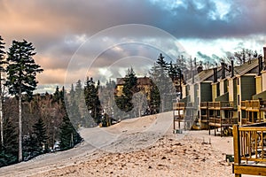 Beautiful nature sunrise at snowshoe west virginia ski resort