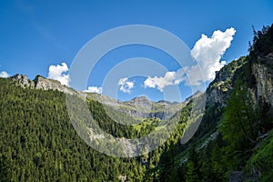 Beautiful nature in Swiss Alps above Crans Montana