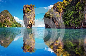 Beautiful nature of Thailand. James Bond island reflection