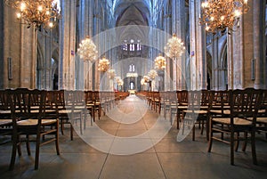 The Beautiful Nave of Cathedral Saint-Etienne in Bourges