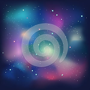 Beautiful nebula, galaxy, vector, with stars realistic illustration, eps.