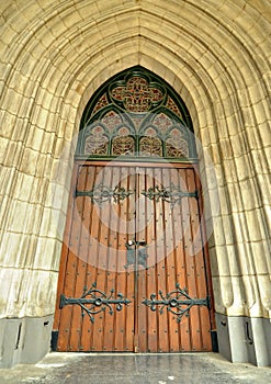 Beautiful neo-gothic style enterance to a cathedral