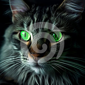beautiful neon green eyes cat images Generative AI