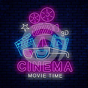 Beautiful neon sign for the cinema.