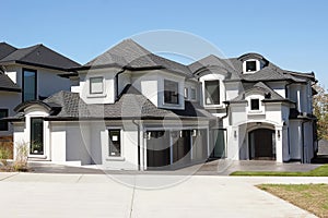 Beautiful New Luxury Home House Gray Stucco Exterior