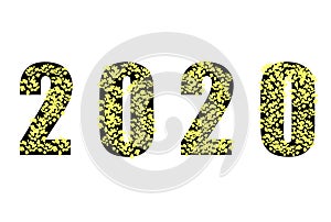 Beautiful new year design, two thousand twelfth text figures with green leaves on a white isolated