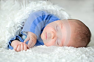 Beautiful newborn baby boy, sleeping