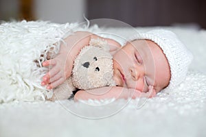 Beautiful newborn baby boy, sleeping