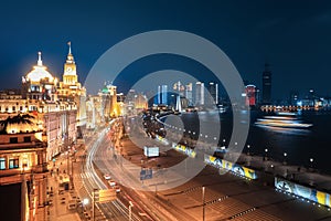 Beautiful night at the bund in shanghai