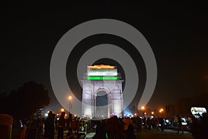 Beautiful night landscape of India gate in New Delhi near Rajpath