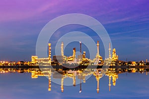 Beautiful night oil refinery for gasoline