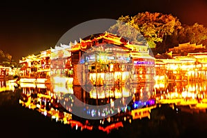 Beautiful night scene of fenghuang ancient town