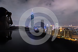 The beautiful night scene of Taipei, Taiwan city skyline