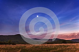 Beautiful night sky with stars and clouds