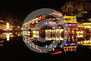 Beautiful night view of fenghuang ancient town