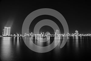 Beautiful Night view of Han river and buildings in Danang city, Vietnam