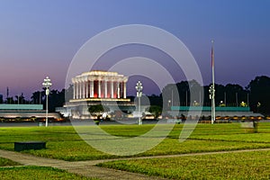 Beautiful night view of Ho Chi Min mausoleum