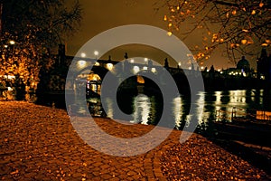 Beautiful night view of the Prague Autumn