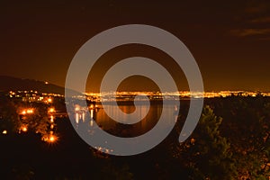 Beautiful night view of Rijeka city in Croatia