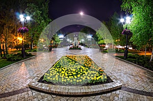 A beautiful night view of the street in Donetsk photo