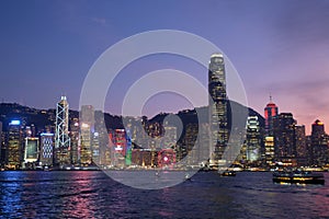 Beautiful Night View at Victoria Harbour, Hong Kong