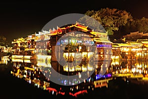 Beautiful nightscape of fenghuang ancient town