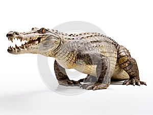 Beautiful Nile crocodile isolated on white background