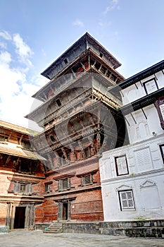 The beautiful nine storeys Basantapur Tower in Nasal Chowk Courtyard photo