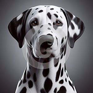 beautiful and noble Dalmatian dog, in a close-up pose on display generated by artificial intelligence