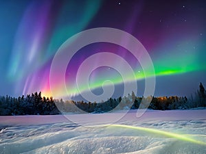 Beautiful northern lights dancing on the night sky.