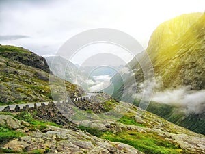 Beautiful Norway landscape with mountain road.